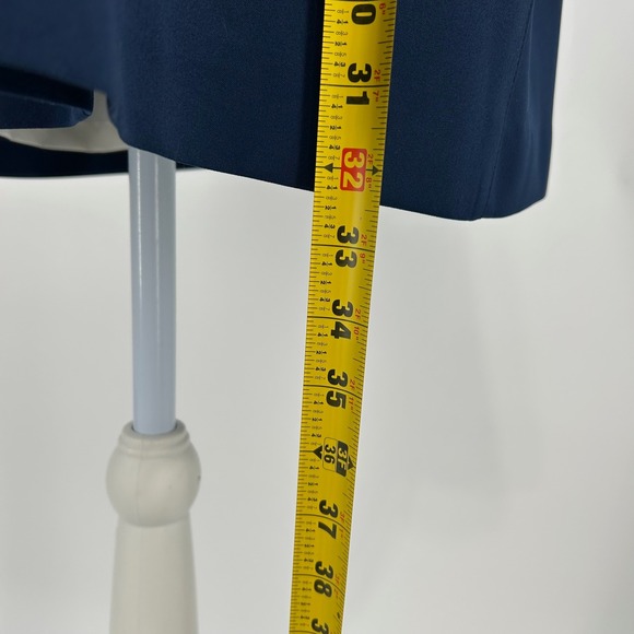 Classic Navy Blue Gray Trim Button Front Women's Trench Coat Jacket Made in USA - Picture 15 of 15